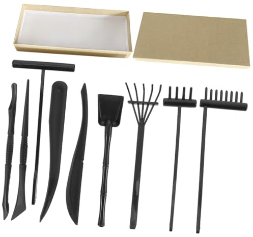 WEKAMOS Zen Garden Rake Set for Meditation with 10 Mini Black Metal Rakes Small Sand Garden Accessories for Desktop Relaxation and Mindfulness Practice