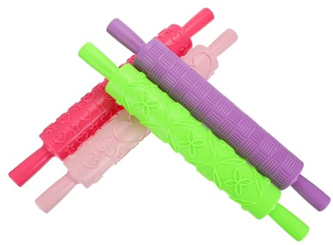 Alipis 4 pezzi Mattarello Goffrato Plastica per Pasta Biscotti Pizza con Impugnatura Ergonomica Design Creativo per Uso Famiglia Colore Casuale Colore Casuale