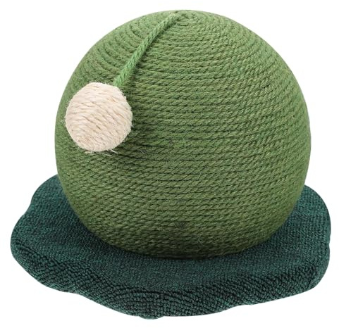 HIAKDOFT Tapis à Gratter pour Chat Solide Coton Balle Intégrée, Griffoir Rond Vert Foncé, pour Maison Et Chatons, Jouet Interactif pour Entretien des Griffes