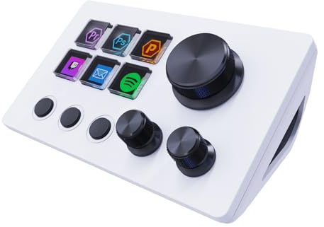 ActionRing Streaming Macro Keypad,Stream Controller Deck,Gaming Shortcut Keyboard, with Customizable 6 LCD Shortcut Keys, 3 Buttons and 3 Knobs, Trigger Actions in OBS/Twitch/YouTube, Windows 10