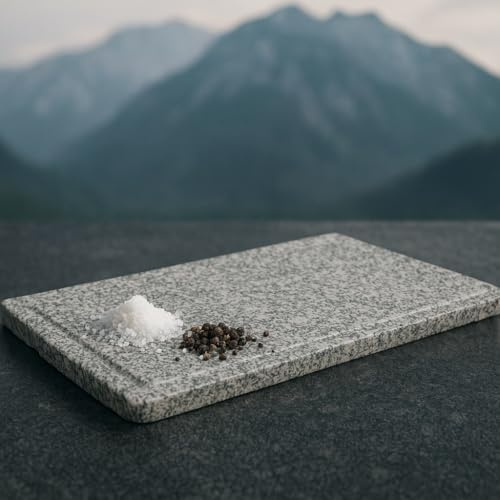 Slateex® Granit-Grillstein 38×20×1,2 cm – mit seitlicher Vertiefung | Poliert & hochwertig | Grill- & Kochplatte aus Naturgranit | Hitzebeständig, langlebig & pflegeleicht