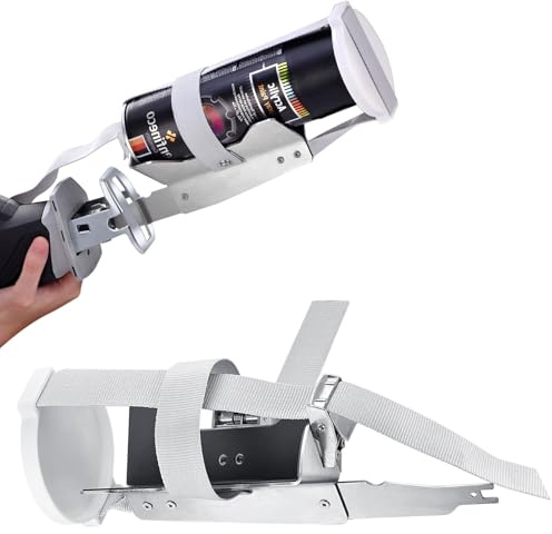 Silver Paint Shaker Attachment for Reciprocating Saw – Stainless Steel Spray Can Mixer Fits 2-4 Cans – Fast Paint, Stain & Varnish Mixing Tool – Secure Straps, Universal Fit (Not for Bauer Saws)