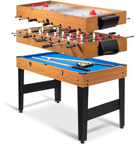 GOPLUS Multifunktionale Spieltische, 4 in1/ 3 in 1 Tischkicker inkl. Billardtisch & Tischtennis & Airhockey Tisch, Kickertisch mit komplettem Zubehör für Kinder & Erwachsene & Familie