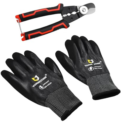 MSIHEY Forbici professionali 4 in 1, tagliacavi da 170 mm, con impugnatura ergonomica, blocco di sicurezza per tagliare, spellare, sbucciare e rompere cavi fino a 11 mm
