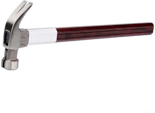 Martello da carpenteria curvo da 40 cm, manico isolato, testa antiscivolo, esagonale magnetico, per lavori di falegnameria fai da te (curvo, 368,5 g)
