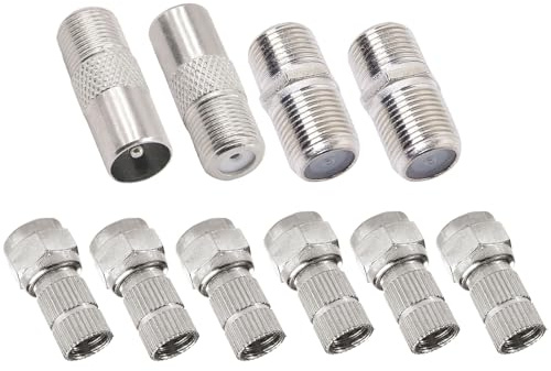 Lot de 10 Adaptateur Antenne, Connecteurs De Câble Coaxial Connecteurs Mâles,TV Câble Coaxial D'Antenne, F Adaptateur de Connexion Rapide pour TV, Antenne, Câbles Coaxiaux, Récepteur Satellite RV