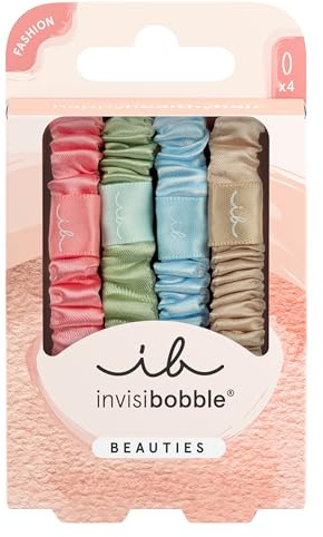 invisibobble Haargummi Damen (4x) Pastell – Beauties Satin Sorbet Spiralhaargummi seidenweich – Zopfgummi ohne Abdrücke modisch – HairLoveTech Haarschmuck Armband elegant verspielt Alltag