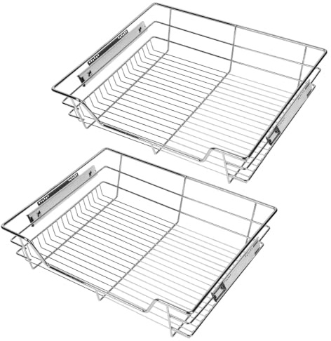 Monucep Teleskopschublade 2 x 60cm, Ausziehbare Schublade Küche, Metall Schrankauszug Belastbar, Vollauszug Auszüge für Küchenschränke, Auszug Küchenschrank, Haushalt Küchenregal Küchenschublade