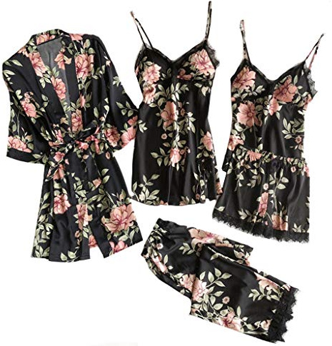 Sexig damunderkläder set blå spets babydoll bodysuit babydoll underkläder förförisk transparent broderi bekväm mjuk stil A190, Svart, XL