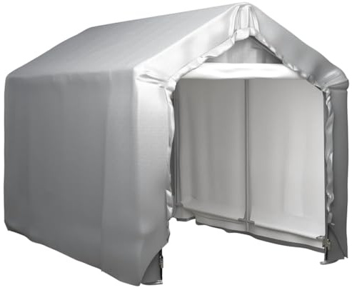 Kaloriko Tenda da magazzino, 180 x 300 cm, grigio acciaio, riparo resistente alle intemperie con materiale PE resistente ai raggi UV, robusto telaio in acciaio zincato, contenitore versatile per