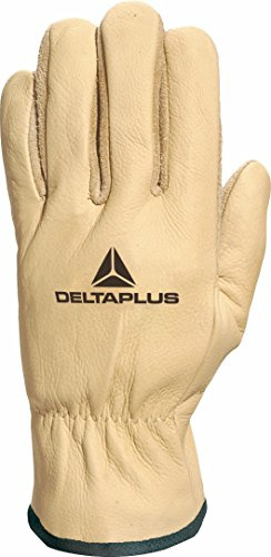Deltaplus FIBKV0208 Handschuh Aus Wasser Abweisendem Rindsnarbenleder Handfläche Aus Umgekehrtem - 2 Faden, Beige, Größe 08