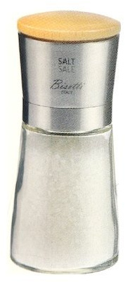 Bisetti Salzmühle – Glas/Edelstahl – Oberfläche aus natürlichem geöltem Holz, Trasnparent, Einheitsgröße