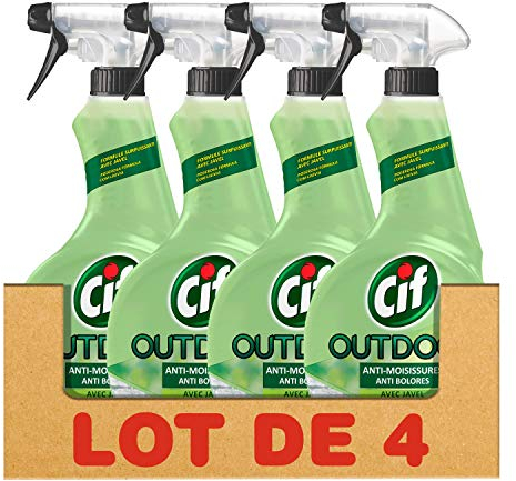 CIF Outdoor Pistolet Spray Nettoyant Anti-Moisissures avec Javel (Lot de 4x450ml)