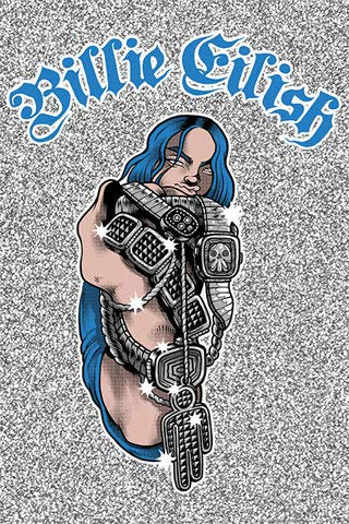 Eilish, Billie - Bling - Musik Poster - Größe 61x91,5 cm + 2 St Posterleisten Alu 63 cm