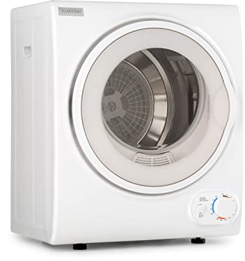 Klarstein Jet Set 2500 - Tumble Dryer, Vented Dryer, Front Loader, 850 W, Freestanding/Built-Under, Class C, 2.5 kg, PTC Heating, Heat Select up to 60 C, Timer 20-200 min, Compact, White