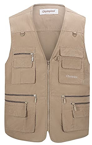 Hwalleum Hommes Léger Loisirs Gilets De Plein air, Homme Multi-Poches Gilet Casual Gilet Veste de Sport Journaliste Respirant Durable sans Manche Veste pour Camping Pêche Chasse Photographie