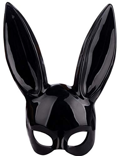 NZXVSE Demi-masque de lapin noir avec oreilles de lapin pour femme pour fête d'anniversaire, Pâques, Halloween, Noir , 85, (S1W38011-9365-1600244771)