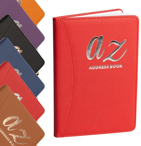 A bis Z Telefon-Adressbuch, A-Z, fester Einband mit Stift, Adressbuch, Heimbüro, Arbeit (rot)