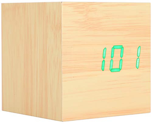 Hapivida Digitaler Wecker Holzoptik, Intelligenter Tischwecker | Sprachsteuerung, Temperaturanzeige LED-Display, Verbundholz PVC für Schlafzimmer Nachttisch Büro
