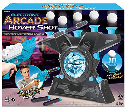 Ambassador Merchant Arcade Hover Shot Game - Juego de tiro con bolas flotantes, bláster y accesorios - Incluye dardos de espuma suave y bolas de espuma - Perfecto para niños y adultos