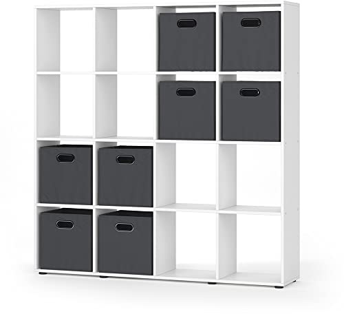 Vicco Raumteiler Karree, Weiß, 138.5 x 142.5 cm mit 4 Faltboxen, zur flexiblen Raumaufteilung und übersichtlichen Aufbewahrung
