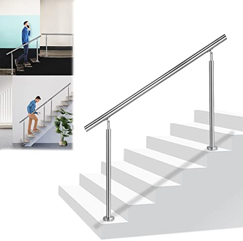 LZQ Edelstahl Handlauf Geländer Treppengeländer Innen und Außen, Edelstahlgeländer Außengeländer ohne Querstäbe, für Treppen, Brüstung, Balkon, Garten (80cm, ohne Querstäbe)