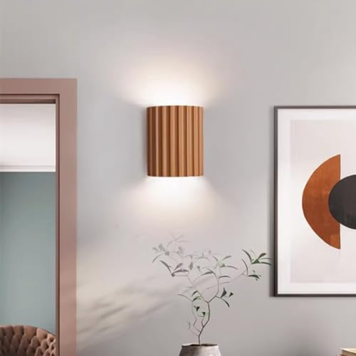 OTTOSON Contemporary Mini Wall Light Minimalist Half-Cylinder Desgin Orange Wall Mounted Lamp Resin Plaster Wall Sconce for Living Room Bed Room Stairway Hallway