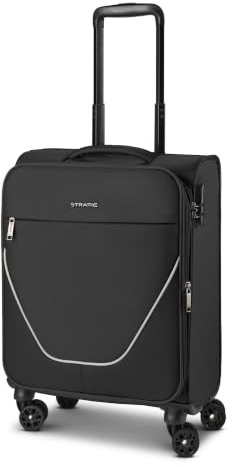 Stratic Kabinen-Koffer für Damen und Herren | Kleiner Cabin-Trolley 40 x 21 x 55 cm aus hochwertigem, flexiblem Polyester Material | Erweiterbar & Teleskopgriff| taska Serie