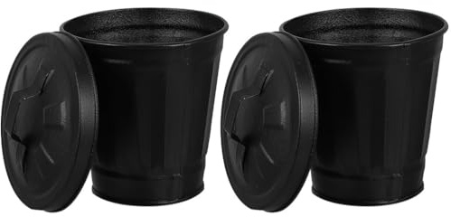 Kisangel Lot de 2 petits bacs à céréales en métal avec couvercle - Cendrier rotatif pour bureau, maison, jardin, bureau