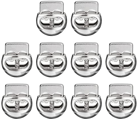 sourcing map Spring Cord Lock Toggle, Double Hole Spring Stopper Alloy Fasteners Slider Toggles Clip