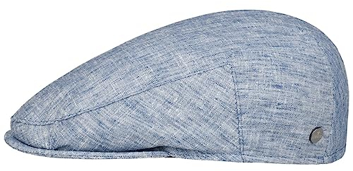 LIERYS Denim Mix Flatcap Schirmmütze Schiebermütze mit Leinenmix Herren Frühjahr Sommer Cap Melange-Optik hellblau 58 cm