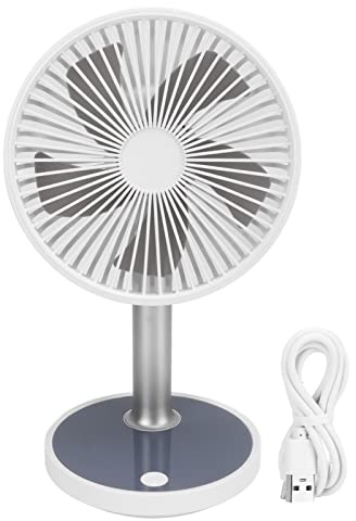 Ventilador De Escritorio, Multifuncional, 4 Velocidades, Ajustable, Bajo Ruido, Portátil, Altura Ajustable, USB, Ventilador De Mesa Con Batería Recargable De 2000 MAh Para Oficina En Casa(Beige)