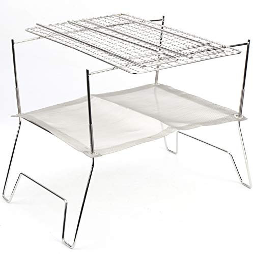 Natudeco Leichter Picknick-Grill, Outdoor-Grill, Zusammenklappbarer Tragbarer Grill, Edelstahl-Drahtgrill Mit Backnetz Für Kochen Im Freien, Camping, Picknick