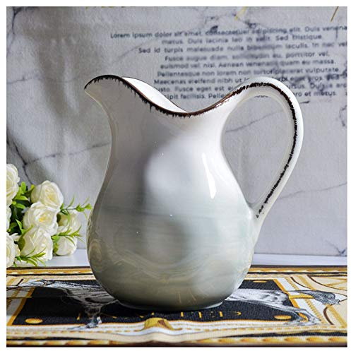 LSSEDA Creamer Jug,Churn Jug,Large Hand-Painted Milk Jug European Large-Capacity Milk Jug Ceramic Material 1200ml Suitable for Lemonade Hot Maple Syrup or Other Beverages