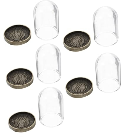 CIMAXIC Diy Glass Dome Micro-landscape Cover with Brass Base 5 Sets of 38x25 Cm Terrarium Tray for Preserved Flower Display and Home Decor