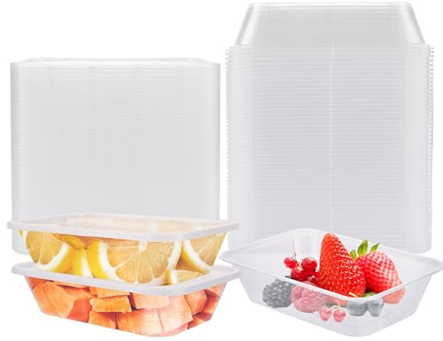 YOUNTHYE Lot de 50 boîtes congélation - 400 ml, couvercle, plastique sans BPA, micro-ondes