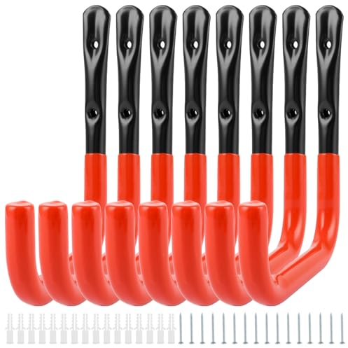 MUXHEL 8 Stück Garagen-Leiterhaken, 18cm Lang, Schwerlast-Gerätehalter, Wandhaken Gerätehaken, Leiter Aufbewahrungshaken, Leiterhaken, wandhaken garage (H20 x L18 cm)