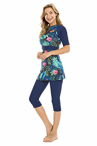 BaJooruly Swimming Costume Burkini Swimwear for Womens Modest Short Sleeve Swimsuit Surfing Suit Swimming Beachwear(M,J5)