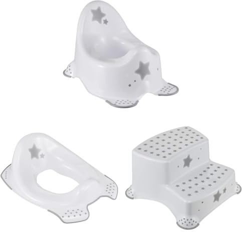 keeeper Stars Kinderpflege Set 3tlg.: Babytopf, Toilettensitz und Tritthocker, weiß