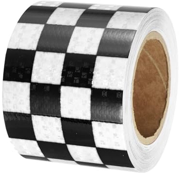PATIKIL Cinta Reflectante Adhesiva, 10cm x 20m PVC Cinta de Advertencia de Seguridad de Alta Visibilidad Impermeable para Nocturna Camiones Coches Ropa, Cuadro, Blanco Negro