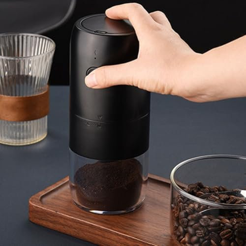 Moulin à café électrique portable, compact et automatique, réglage de la grossièreté, rechargeable par USB, multi-mouture pour expresso (noir)