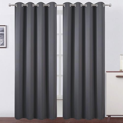 CHENMIAO Cortinas Dormitorio con Ojales 170 x 220 cm Opacas Poliéster Ojales Ventana Cortinas, Cortina Acustico Modernas Decorativas para Sala Cuarto Dormitorio Comedor, Gris Oscuro