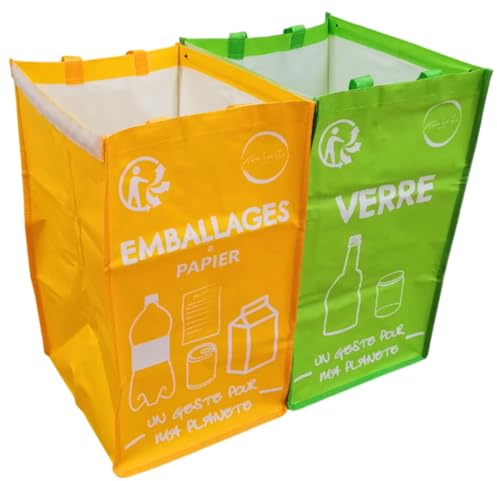 Time for life essential Poubelle tri selectif - poubelle cuisine 50 litres - poubelle double - poubelle tri selectif 2 bac - poubelle cuisine tri selectif 2 bacs (Couleur)