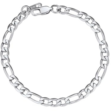 ChainsPro Figaro Armband für Herren und Damen 6/9/13mm Breit Armkette Edelstahl Gliederarmband Modeschmuck Silber/Schwarz/Vergoldet Farbe 19/21cm