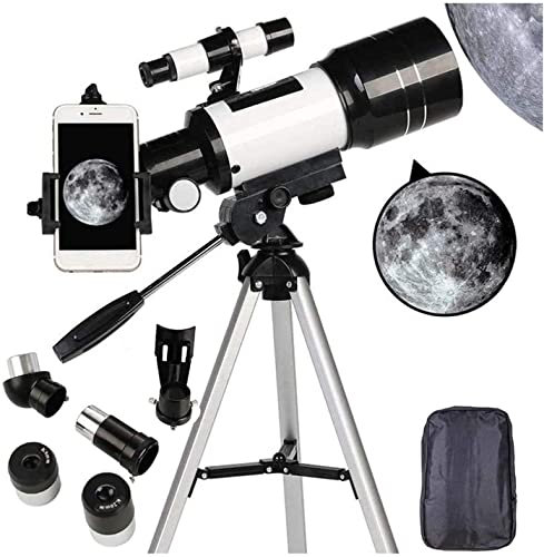 Astronomical Telescope Teleskop für Erwachsene, 70-mm-Teleskop für Anfänger und Kinder, Refraktor zum Betrachten des Mondes, Sternenbeobachtung, Outdoor-Aktivitäten, Stativ und Smartphone-Halterung