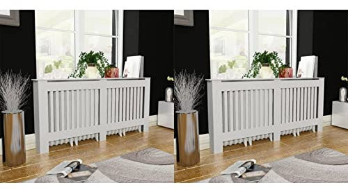 ShGaxin Heizkörperabdeckung 2 STK. Weiß MDF 172 cm, Heizung Verkleidung, Radiator Cover, Heizungsabdeckung, Verkleidung Heizkörper