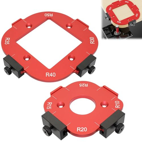 Strumento di Taglio ad Arco, Dima per Fresatrice, 2 Pezzi Modello per Fresatrice in Alluminio R10-R50, Angolo Della Maschera Fresatrice con Mandrino a Raggio, Dima Angolare per Router