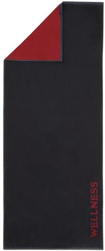 Delindo Lifestyle Asciugamano da sauna Wellness, nero, rosso, XXL, in spugna, per uomo e donna, 550 g/m², in cotone, 80 x 200 cm