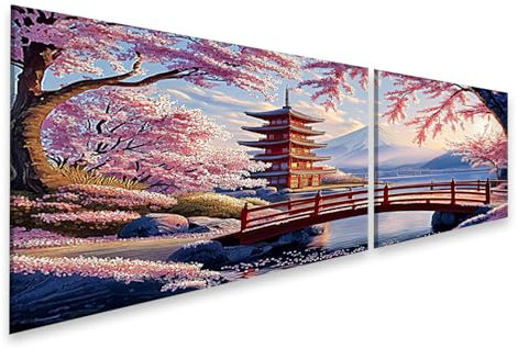 Islandburner Image sur toile Paysage japonais en fleurs de cerisier avec le mont Fuji pour les amateurs d'art en salon Tableaux Muraux Affiche