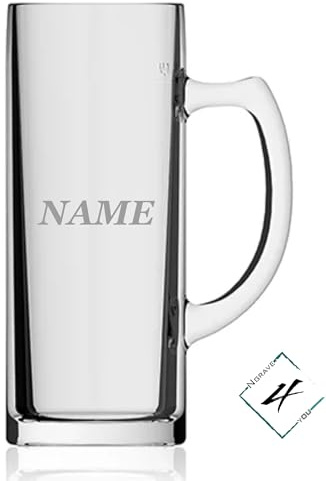 Bierglas mit Namen, Glas mit Gravur, Biergeschenk personalisiert, Geschenk für Bierliebhaber, Trinkglas mit Henkel & Gravur, Bierglas personalisierbar
